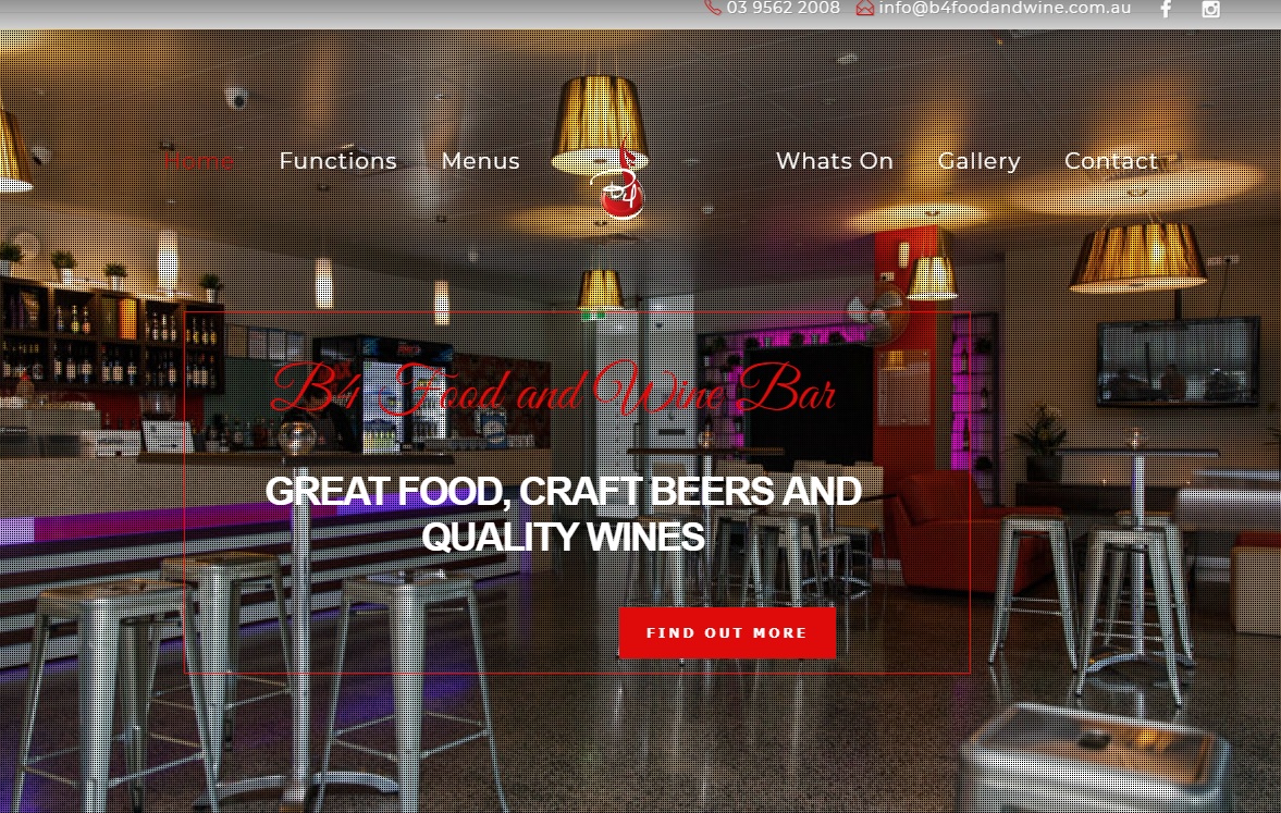 b4 Food & Wine Bar migration and web design